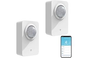 ZECAMIN Capteur de mouvement intelligent, WiFi capteur de mouvement infrarouge avec support détachable, détecteur de mouvement sans fil batterie & USB câble, surveillance à distance App compatible Alexa. 2PCS