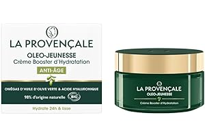 La Provençale Oleo-Jeunesse - Crème Booster d'Hydratation Anti-âge Certifiée Bio - Omégas d'huile d'Olive verte & Acide hyaluronique - Tous types de peaux - Efficacité Prouvée - 50 ml