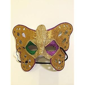 Maske in Schmetterlingsform aus Papiermachè, handbemalt und handgefertigt.