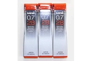 MITSUBISHI strength & Deep & smooth -Uni-ball Extra Fine Diamond Infused Pencil Leads, 0.7 mm-2B-[nano Dia]40 Leads X 3 Pack/total 120 Leads