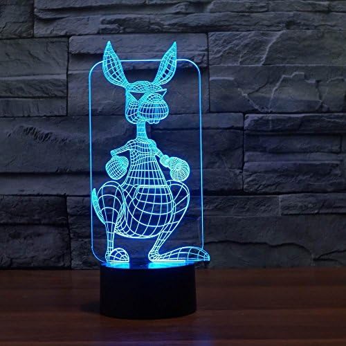 3D Led Illusion Table Lamp 7 Colors Change Night Light for Bedroom Home Decoration Wedding Birthday Christmas and Valentine Gift Artistic and Romantic Atmosphere(Kangaroo)