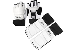 LangRay Ensemble de Gants de Boxe et Protège-Pieds Taekwondo, équipement pour Entraînement MMA, Karaté, Arts Martiaux, Sac de Frappe, Kickboxing, Combat