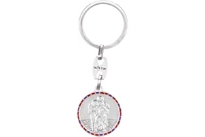 Fritz Cox Médaille de voiture moderne Saint Christophe avec bord mosaïque (porte-clés rouge)