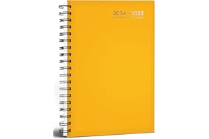 QUICKDRAW Academic Diary 2024-2025 A5 Week to View Mid Year Spiral Bound Classic Colours Student Planner Casebound Organiser (Mango)
