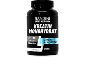Bandini® Creatine Monohydrate 500 tabletter - Kreatin à 3000mg per dos | Tillskott för träning, gym och före ansträngning - 100% vegansk - Baserad på 100% ren kreatinmonohydrat