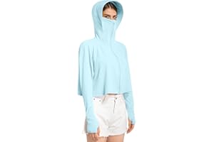 Locachy Veste de protection solaire UPF 50+ légère à fermeture éclair pour femme avec masque facial