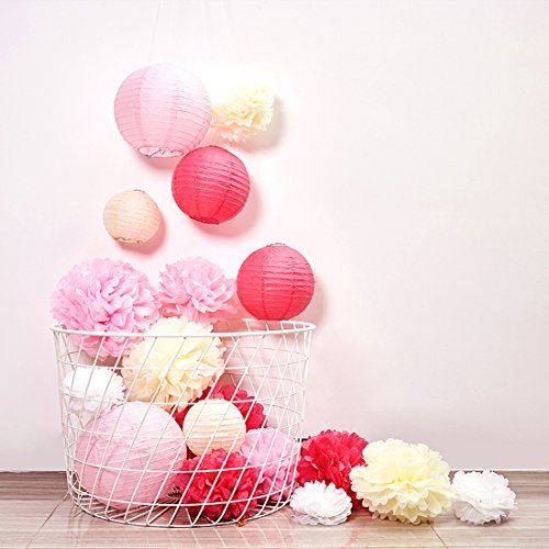 18 Stück Harcas Seidenpapier Pompons Blumen und Papierlaterne Party- oder Hochzeit Dekoration. - 5