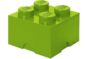 ROOM COPENHAGEN LEGO Brick 4 Knobs Stackable Storage Box, Green (Lime), 5.7 Litre