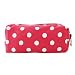 Miss LuLu Women Girls Canvas Students Pen Pencil Case zipper Bags Cosmetic Travel Makeup Bags Pouch Box (Polka Dot Plum)