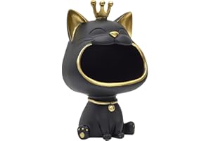 HOME DECO FACTORY, HD0158, Elegante Statua Vuota di Gatto Nero, Pratico Oggetto Decorativo per Chiavi e Gioielli, Design Moderno, Materiali durevoli, Taglia Unica, Nero e Oro