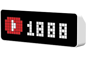 ULANZI TC001 Sveglia intelligente pixel, Contatore social media, Orologio da tavolo digitale con previsioni meteo, Tabellone segnapunti pixel art, Pomodoro orologio da comodino sala giochi e ufficio