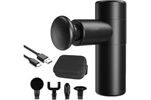 HUALEI-V Mini Portable Massage Gun,Handheld Fascia Gun Deep Tissue Muscles Relax Massage Instrument,4Gear Adjustable,4Massage Head,KC Certified Battery with EVA Storage Bag.