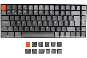 Keychron K2 Wireless Bluetooth/USB Wired Gaming Mechanical Keyboard, Compact 84 Keys ISO-UK-Layout White LED Backlight N-Key Rollover, Plastic Frame for Mac Windows, Gateron Red Switch, Version 2
