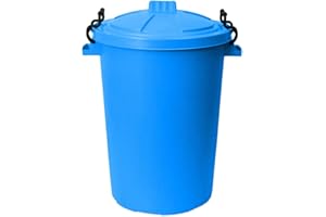 GENERIC 1 x 50L Litre large Sky Blue Heavy Duty Colour Plastic Bin Garden Dustbin Refusal Waste bin Storage unit with Clip locking lid For Recycle Home Kitchen Indoor Outdoor Rubbish Waste Animal Feed