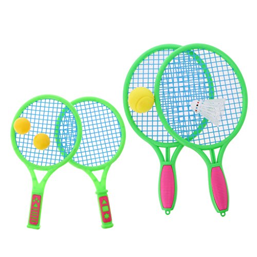MagiDeal Kids Dual Tennis Racket Ball Set Badminton Outdoor Beach Sports Toys Gifts - Small