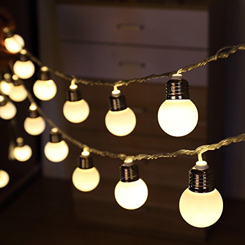 KEEDA LED Globe Lichterkette mit 20pcs Globe Birnen, 5M/16.4ft Beleuchtung Kugel,Innen und Außen Deko Glühbirne Lichterketten, Weihnachtsbeleuchtung,Außenbeleuchtung (Warmweiß)