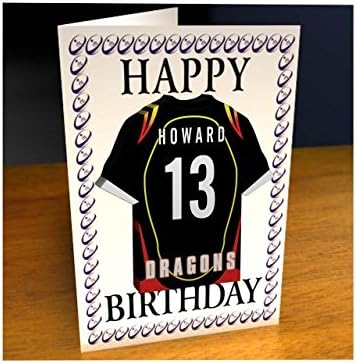 GUINNESS PRO 12- RUGBY UNION CLUB JERSEY PERSONALISED FRIDGE MAGNET BIRTHDAY CARD - ANY NAME, ANY NUMBER, ANY TEAM - FREE PERSONALISATION !! (Newport Gwent Dragons Rugby Fridge Magnet Card)