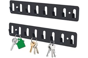 Galerie SV 2 Pièces Porte Clé Mural avec 8 Crochets - Porte Clef Mural - Accroche Clef Mural - Support Clef Mural - pour Rangement des Clés et Courrier à l'entrée (Noir)