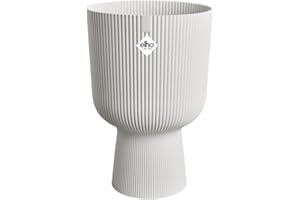 Elho Vibes Fold Coupe 30 - Macetero por Interior - 100% Plástico Reciclado - Ø 29.5 x H 44.7 cm - Blanco/Silky White