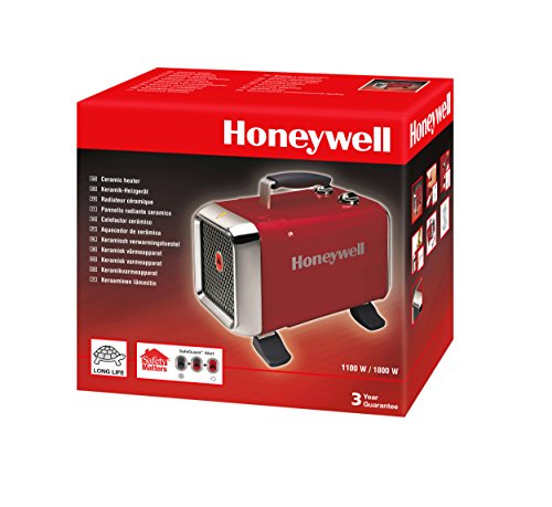 Honeywell HZ-510E Keramik-Heizlüfter in rot/Chrom, 1100/1800 Watt breiter Standfuß - 7