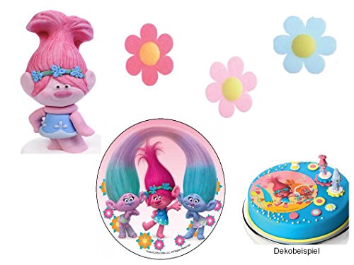 Tortendeko Trolls 5 teilig Tortenaufleger Kindergeburtstag Kuchen Deko Junge Mädchen Film Trolls
