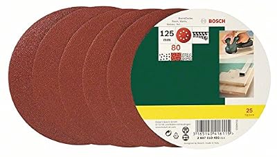 Bosch 2607019493 Lot de feuilles abrasives pour Ponceuse excentrique Grain 80/125 mm 25 pièces
