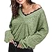Produktbild TianWlio Langarmshirt Damen Bluse Frauen V-Ausschnitt Langarm Spitze Strickpullover Lose Pullover Jumper Tops