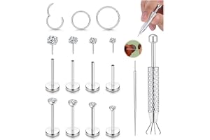 CASSIECA Näsring hypoallergen labret piercing rostfritt stål | 13 st 16/18/20 g näspiercing kit guld silver näsa dubbar näsri
