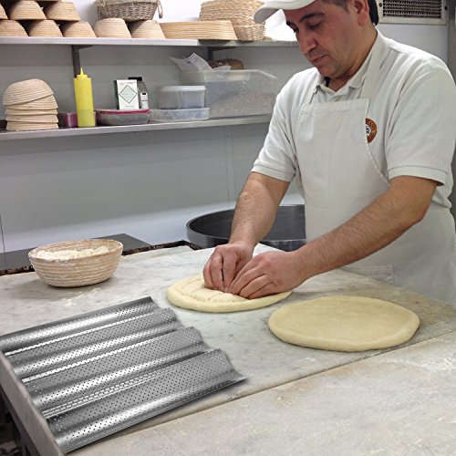 Zilong Baguette-Backblech/Baguetteblech/Baguetteform/Backblech, 4 Mulden mit Antihaftbeschichtung für Backen, 37,8 x 32,7cmx2,5cm, Grau - 2