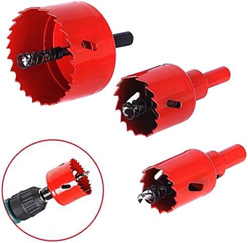 SROL Bi-Metal Hole Saw Cutter Drill Bit Kit 3pcs Toothed M42 for Aluminum, Steel, Stainless Steel, Iron, Wood and Plastic 25/35/65mm