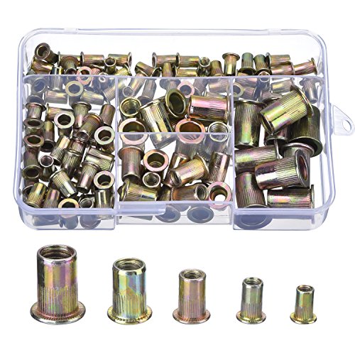 eBoot Stahl Verzinkt Blindnietmuttern Nutsert M4 M5 M6 M8 M10, 120 Stück