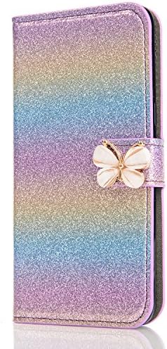 iPhone 7 Plus Leather Case,iPhone 8 Plus Flip Wallet Case,Case for iPhone 7 Plus with 5.5 inch Screen,3D Funny Cute Elegant Butterfly Bling Glitter Diamond Pattern Leather Stand Function Flip Kickstand Wallet with Card Slot Holder Protective Cover [Magnetic Closure] [Full Body protection] for Apple iPhone iPhone 7 Plus/iPhone 8 Plus 5.5
