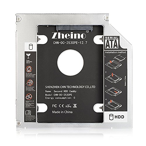 Zheino 12.7mm Aluminum SATA Second HDD Caddy Festplattenrahmen 2. HDD / SSD Caddy Adapter SATA Festplatte für Notebook mit SATA Laufwerkschacht universal CD/DVD-Rom - 2