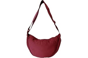 INPION Nylon Crescent Bag for Women, Hobos Crossbody Bag Dumpling Bag with Adjustable Strap Women's Solid Color Moon Bag Shoulder Bag for Daily Use