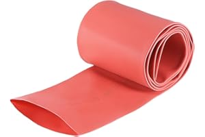 sourcing map Tubo Termorretráctil, Termoretractil 1m Longitud, Ancho Plano de 80mm, Ø 50mm, Relación 2:1, Tubo Termoretractil para Protección el Cable, Prevenir la Corrosión del Metal, Rojo