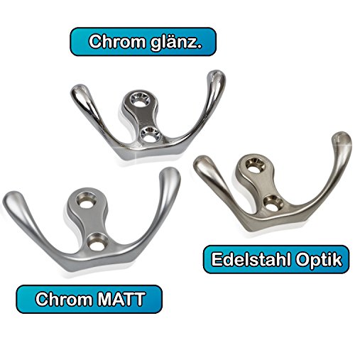 10 x Kleiderhaken Garderobenhaken EDELSTAHL – OPTIK MASSIV - 3