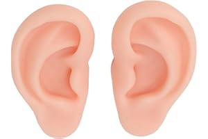 YUYTE Ear Model Soft Silicone Ear Model Artificial Imitation Real Ear Mold Flexible for Jewelry Earring Display Taking Practice 1 Pair (Light Skin Color)