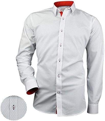Victorio Men's Cotton Elegant White In Blue Pattern Shirt Regular V261 (XXL)