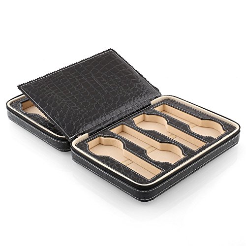Amzdeal Uhrenbox für 8 Uhren Uhrenkastenneue Krokodil neue Schwarz - 5