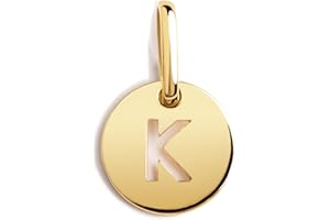 SINGULARU - Mini Medallion Letter. Ciondolo con Iniziale in Argento Sterling 925 con Finitura Placcata Oro 18Kt. Abbinabile con Collana. Gioielli per Donna. Lettera A-Z