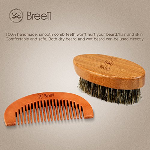 Breett Bartbürste & Bartkamm, Set für Bart-Styling, Bartkamm-Set für Herrenbart und Schnurrbart mit Aufbewahrungstasche - 4