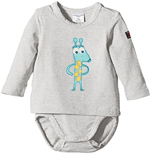 Polarn O. Pyret Unisex Baby Bromton Animal Print Bodysuit, Grey Melange, 2-4 Months