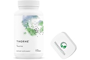 PremiumVital, Thorne Research, Taurine, 500mg, 90 Vegan Capsules, with Practical Pillbox, Lab-Tested, Soy-Free, Gluten-Free, Non-GMO