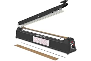 Teenza 400mm Bag Sealer Impulse Heat Sealer Hand Sealer Machine with an Extra Replacement Kit - Black