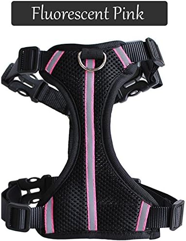 BuyHere Dog Safety Vest Harness Soft Padded Protective Walking Vest Mess Harness Adjustable Car Safety Lesh Harness (L, Pink)