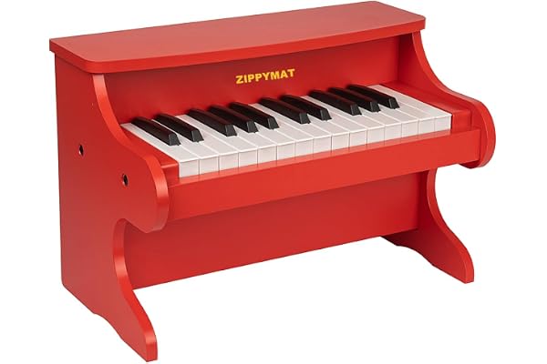 ZIPPY MAT Piano numérique 25 Touches pour Enfants, Mini Instrument d'apprentissage de la Musique, Jouet, Piano en Bois pour Tout-Petits, Filles et garçons (Rouge)