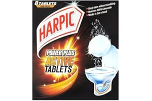 Harpic Powerplus Active Tablets, Original Scent, Pack 12 x 8 Tablets, Deep Clean Without Scrubbing, Removes 100% Limescale, Toilet Cleaner