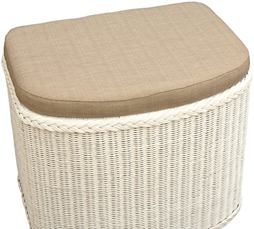 Rattan Wäschekorb / Wäschetruhe in der Farbe Weiss mit gepolsterten Sitz – Versandkostenfrei in DE, Großer heller Wäschesammler/Sitztruhe aus Natur-Rattan auch perfekt als Badhocker/Sitzhocker - 7