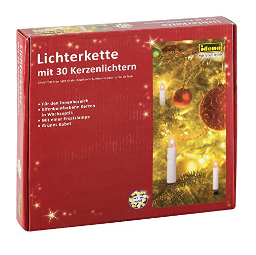 Idena 8582169 – Kerzenlichterkette, 30er warm weiß, für innen - 2