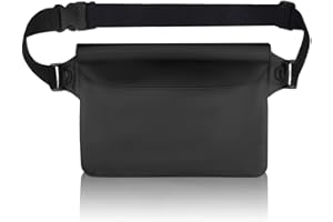 GZYULAN Wasserdichte Bauchtasche,Wasserdichte Tasche Schwimmen,Bauchtasche Wasserdicht,Wasserfester Beutel,IPX8 Waterproof Bag,Verstellbarem Gurt,für Wassersport,Schwimmen,Rafting,Angeln,22*15.5cm (Schwarz)